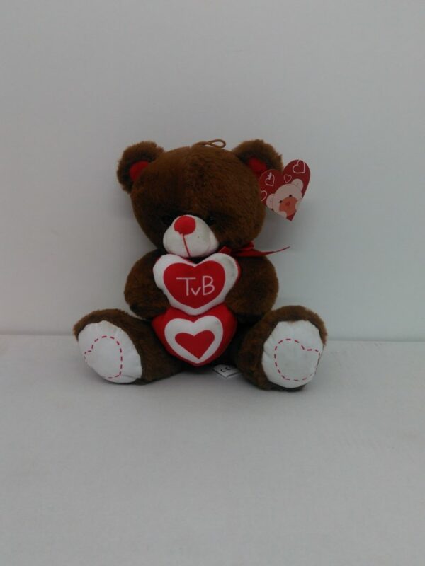 Peluche Orso Con Due Cuori Cm 25