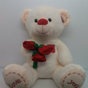 Peluche Orso Con Tre Rose Cm 60