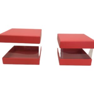 Box Da 2 Pz Scatola Rossa + Plexiglass 14x14x10 Cm - 12x12x8,5 Cm